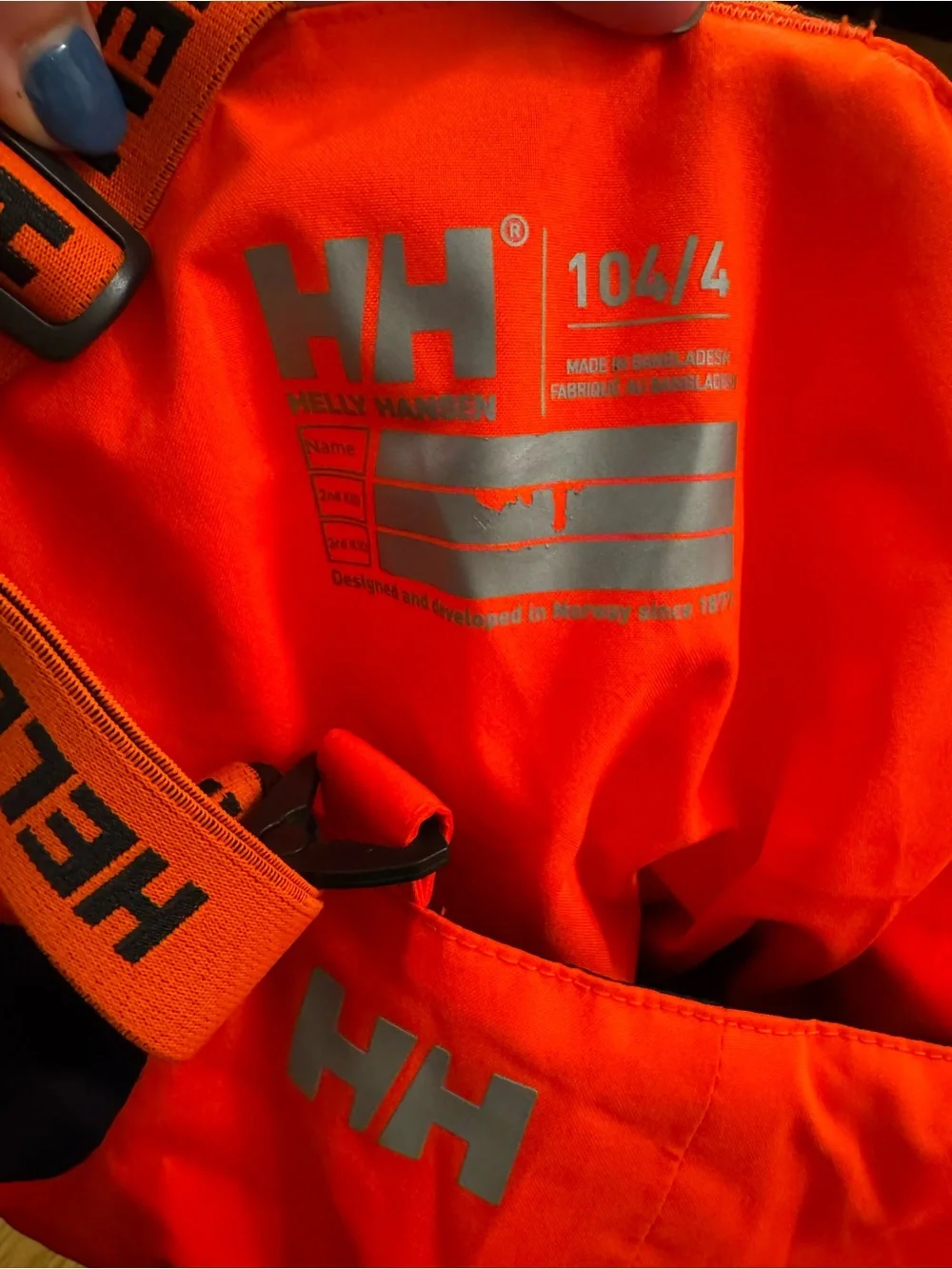 Helly Hansen Bright Orange Kids Ski/Snow Bibs w/ Navy Accents